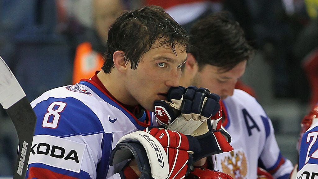 Aleksander Ovetshkin Venäjän maajoukkuepaidassa.