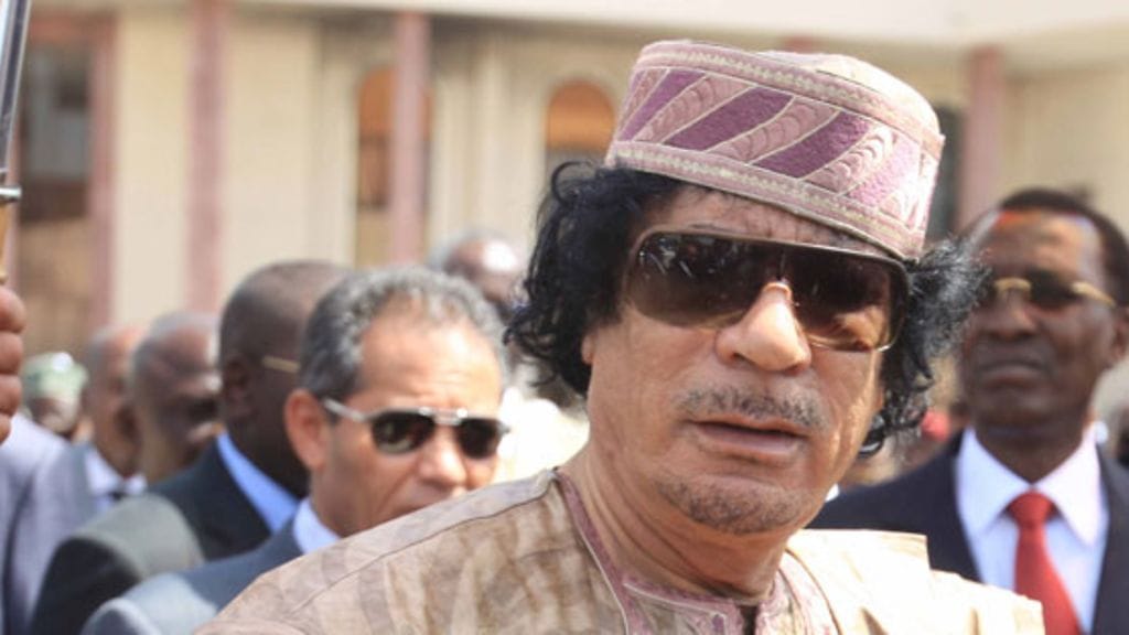 Libyan johtaja Muammar Gaddafi.