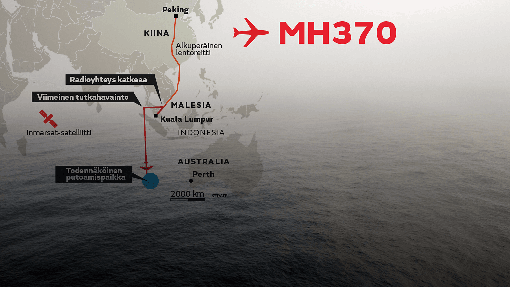 MH370-lennon putoamispaikka.