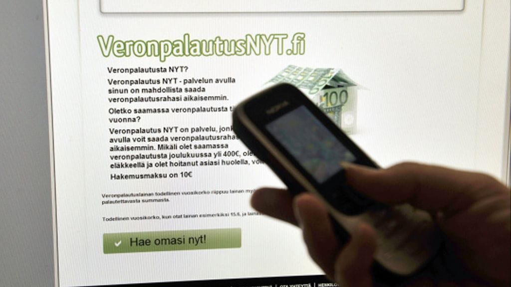 Suomen Ennakkopalautus Oy:n VeronpalautusNYT.fi-verkkosivusto.