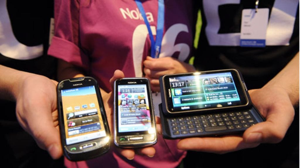Nokia C7, C6 ja E7 -puhelimet julkistettiin Nokia World tapahtuman avauspäivänä 14.9 2010. Kuva: Lehtikuva