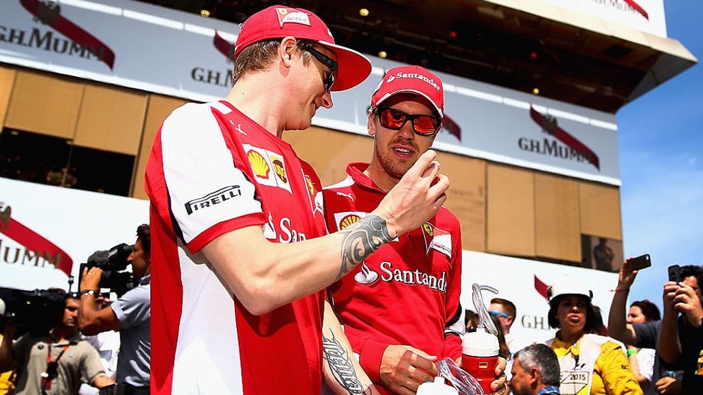 Kimi Räikkönen ja Sebastian Vettel (arkistokuva).