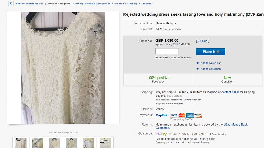 Kuvakaappaus Ebay.comista