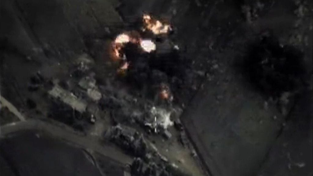 Venäjän puolustusministeriön kuvaa ilmaiskusta Syyriaan 30.9.2015.