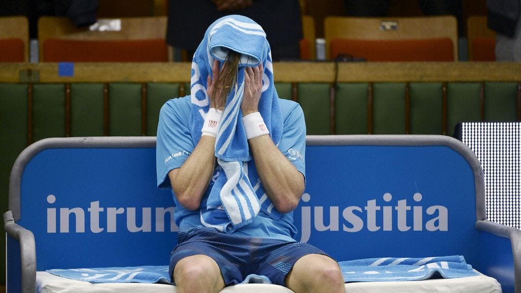 Jarkko Nieminen herkistyi heti ottelun jälkeen.