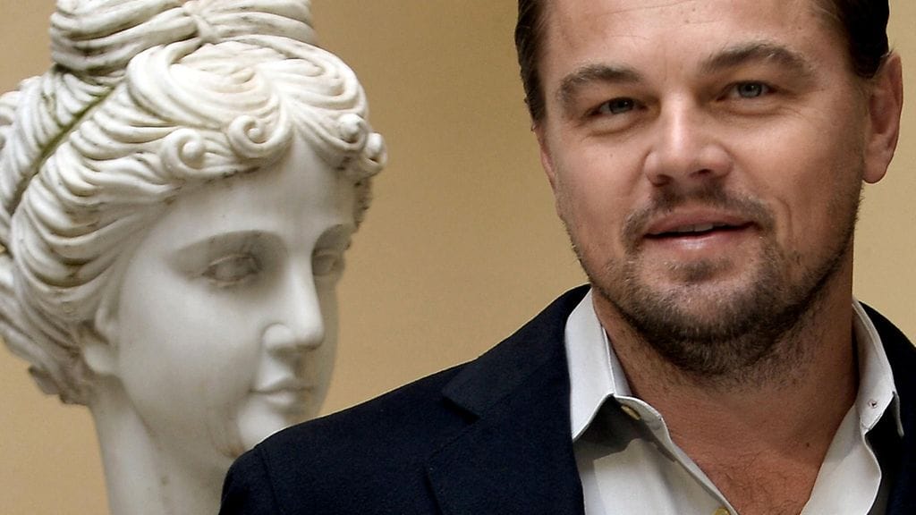 Leonardo DiCaprio tammikuussa 2016 Revenant-elokuvan lehdistötilaisuudessa Roomassa.