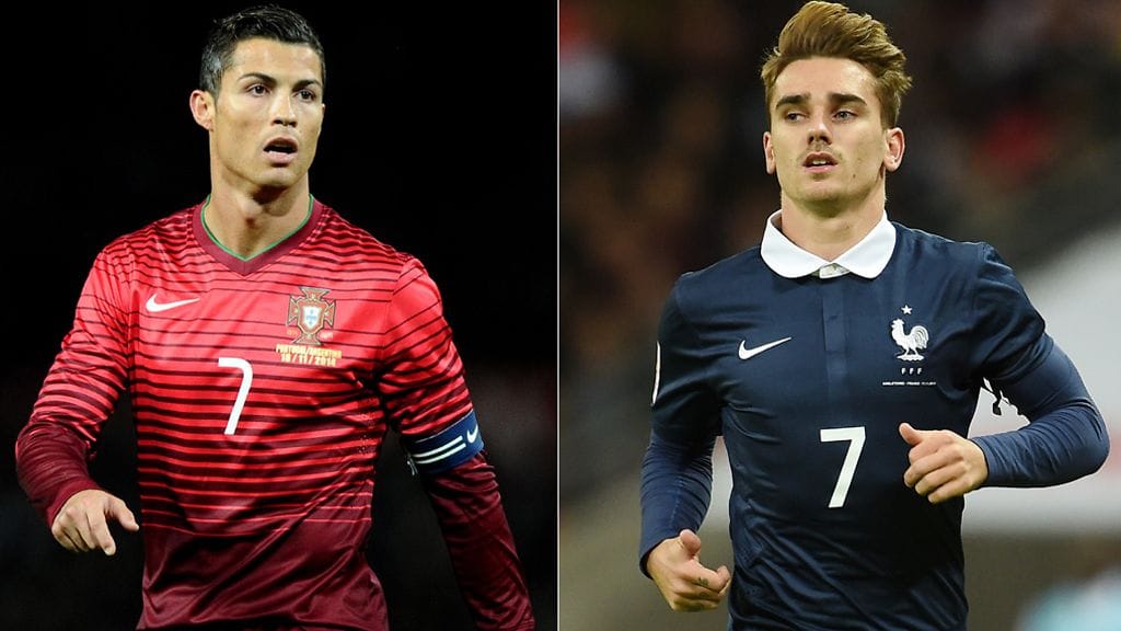 Kaksi maaliahnetta seiskaa: Cristiano Ronaldo ja Antoine Griezmann.