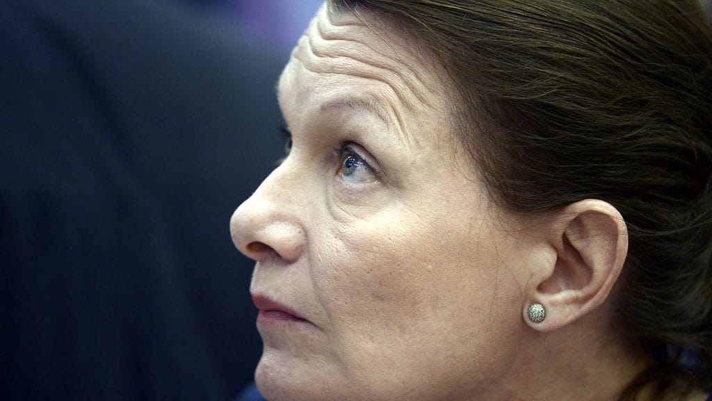 Ulkomaankauppa- ja kehitysministeri Lenita Toivakka eduskunnassa 15. kesäkuuta 2016.