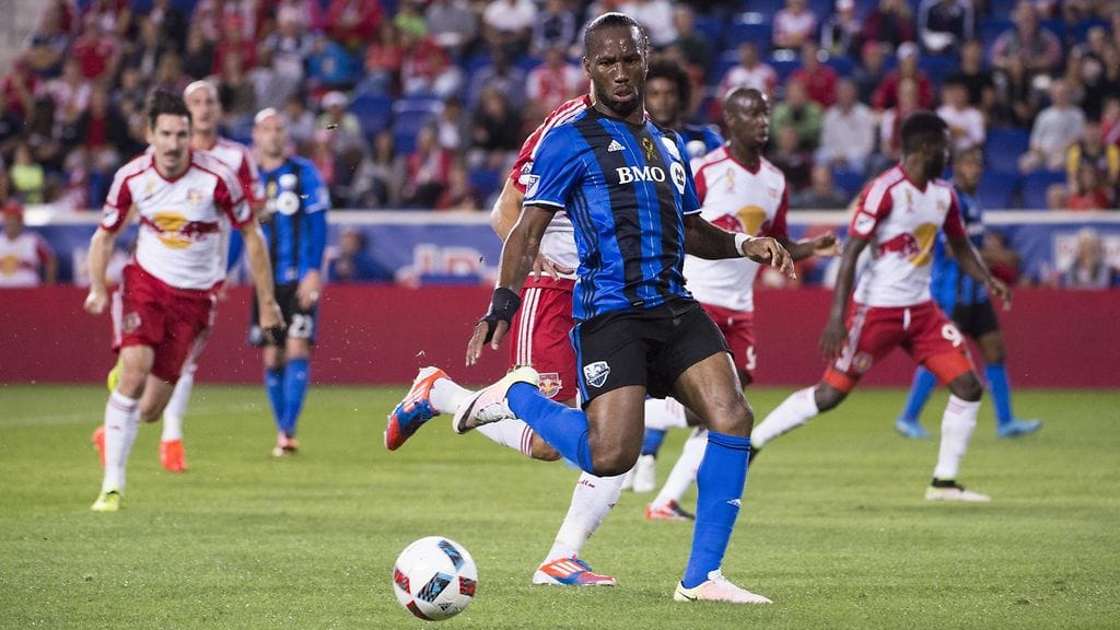 Didier Drogba Montreal Impactin paidassa joukkueen kohdatessa New York Red Bulls aiemmin tällä kaudella.