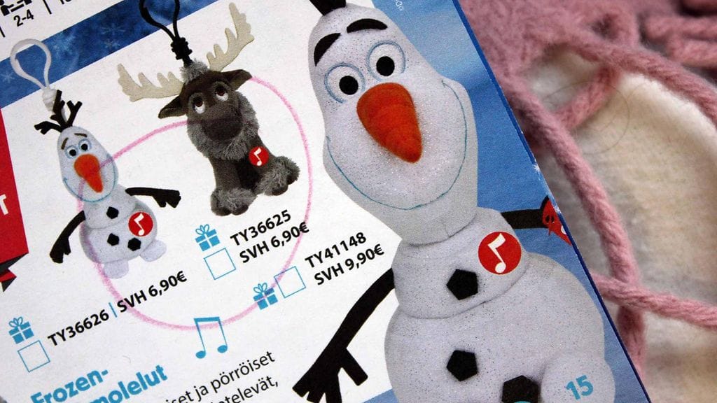 Kuva joulun 2016 lelukuvastosta.