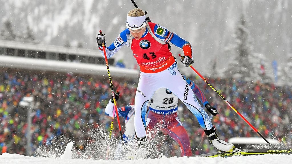 Kaisa Mäkäräinen lähtee sunnuntain takaa-ajoon kärkipaikalta Ruhpoldingissa.