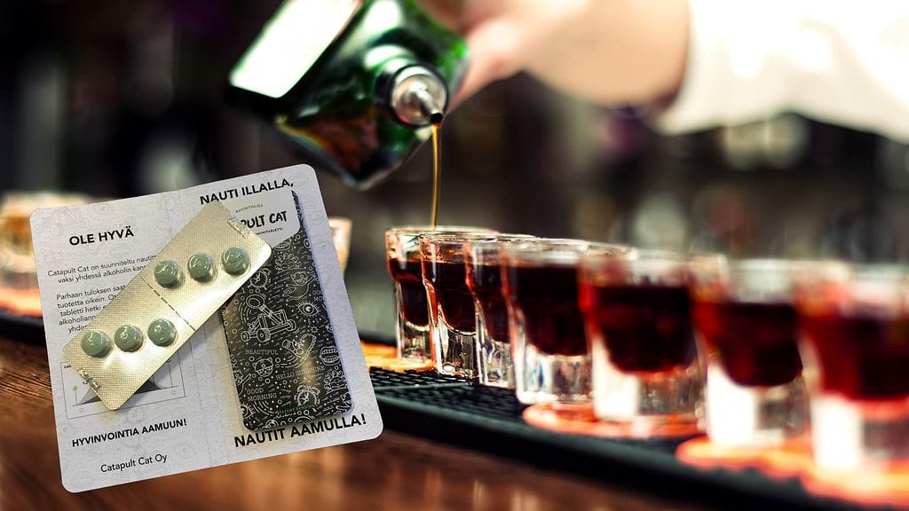 Tabletit nautitaaan samanaikaisesti alkoholin kanssa.