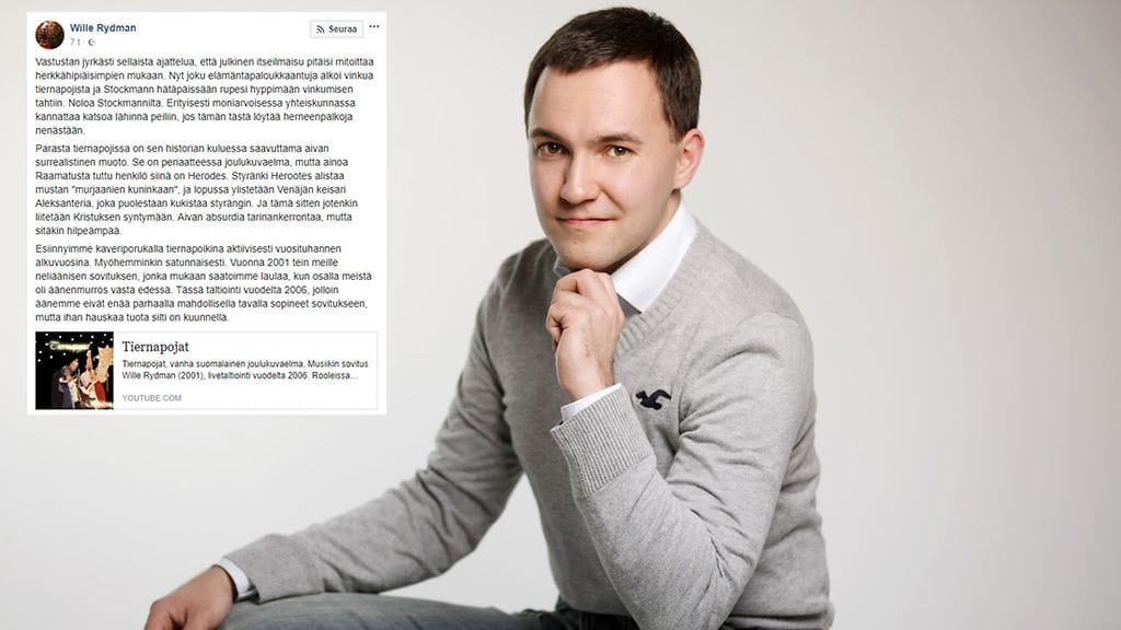 Wille Rydman ihmettelee Stockmannin tiernapoikavideosta noussutta kohua.