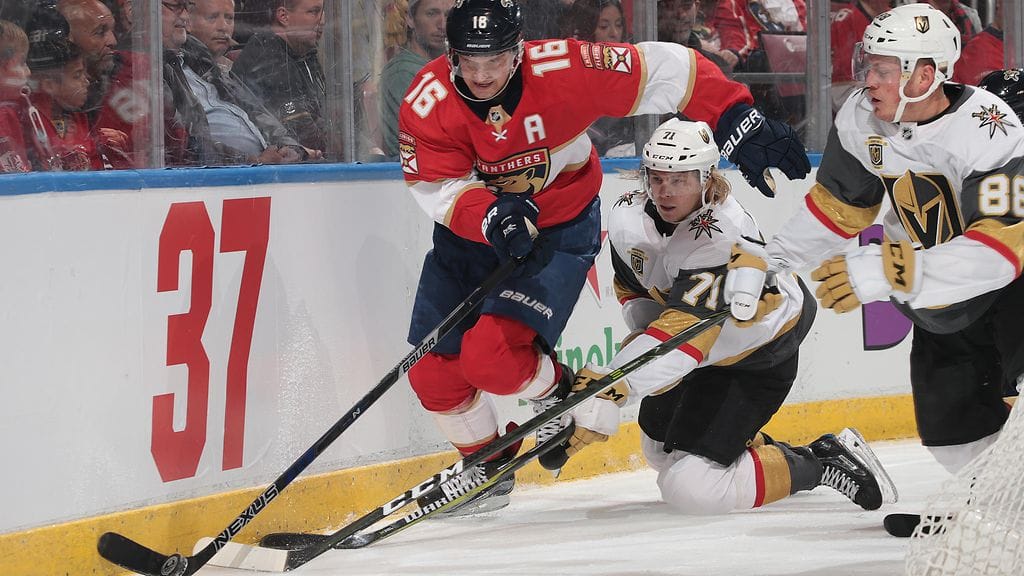 Aleksander Barkov liekehti Vegasia vastaan. Florida Panthers on nyt itäisen konferenssin 12. sijalla, yhdeksän pistettä pudotuspeliviivan alapuolella.