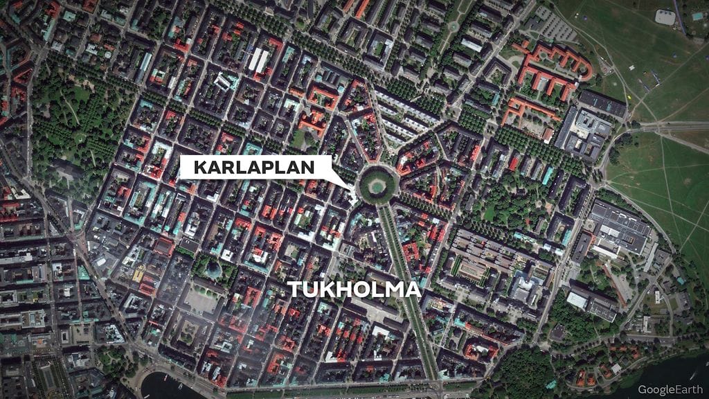 Voimakas tulipalo Karlaplanilla Tukholmassa.
