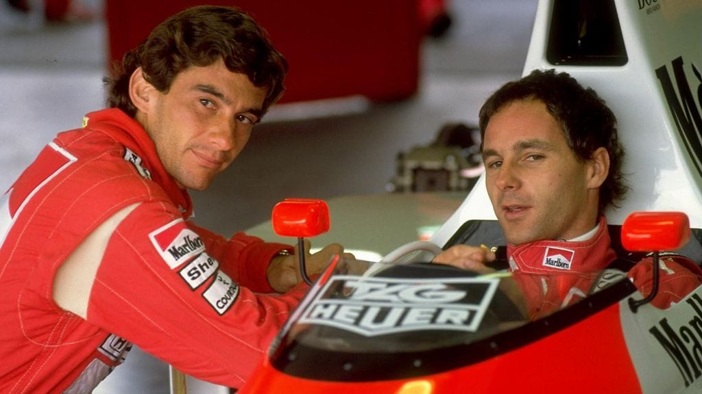 Ayrton Senna (vas.) ja Gerhard Berger ajoivat tallikavereina McLarenilla, mutta olivat tiivisti yhteydessä myös eri talleissa ajaessaan.