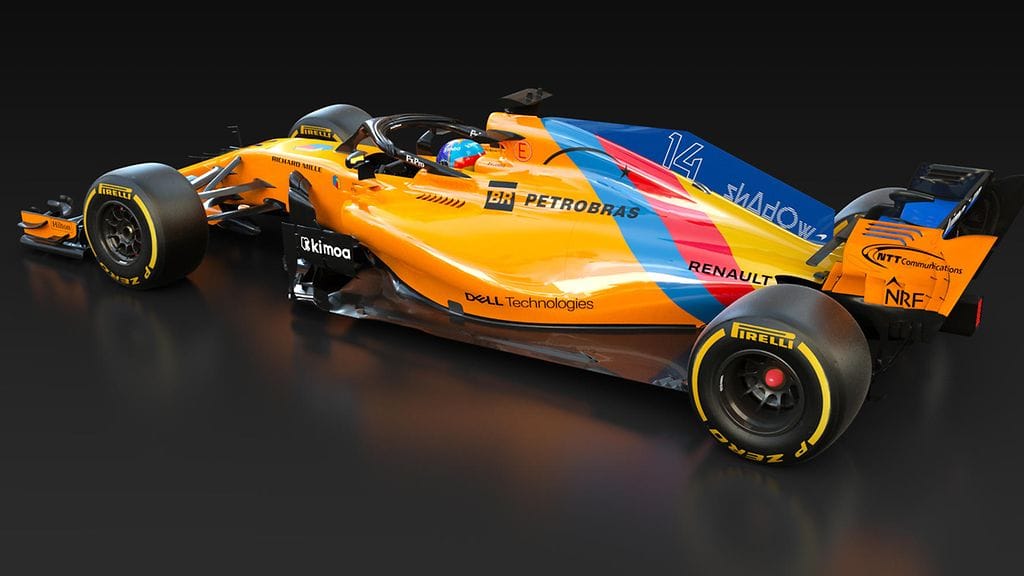 Fernando Alonson McLarenin tunnistaa Abu Dhabissa poikkeuksellisesta värityksestä.