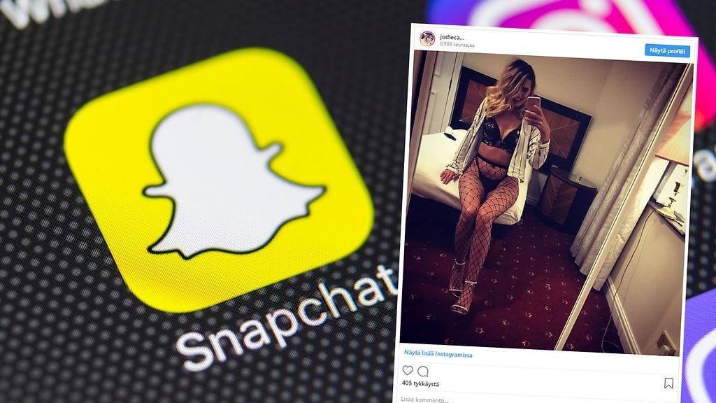 Brittiläinen Jodie Carnall myy itsestään kuvia ja videoita vakituisille Snapchat-seuraajilleen. Palveluitaan hän mainostaa Instagramissa.