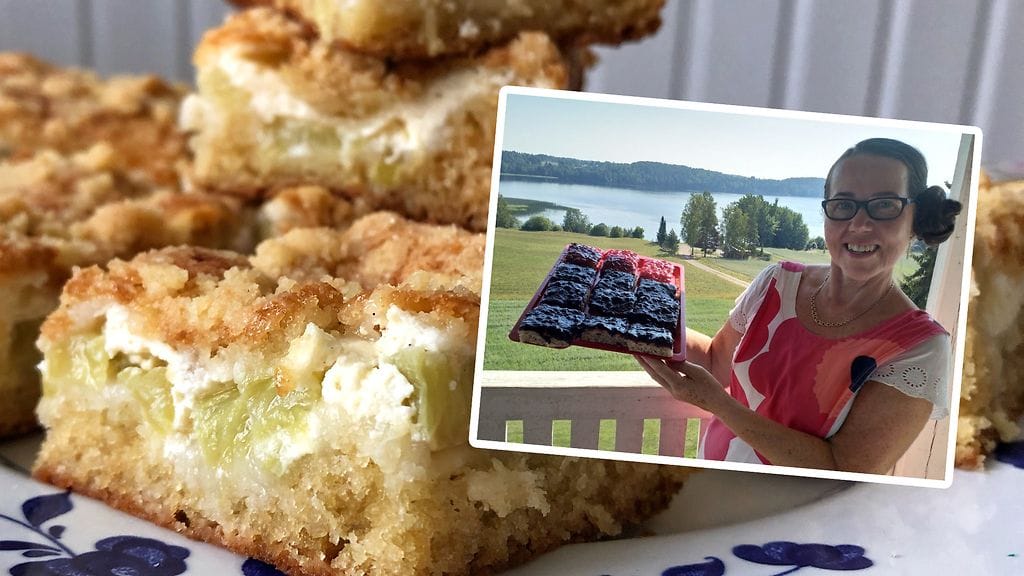 Katariina Pylsy leipoo Maisemakahvilan raparperipiirakan lisäksi kesäkahvilassaan Hämeenkyrössä muitakin herkkuja.