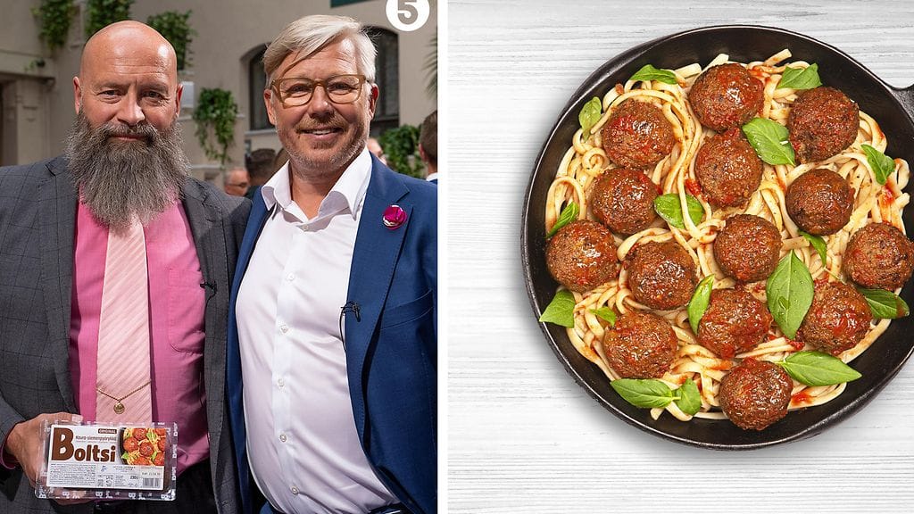 Leivon Leipomon Anssi Räntilä (vas.) ja kilpailun tuomari Jyrki Sukula sekä Boltsi-pyöryköitä.