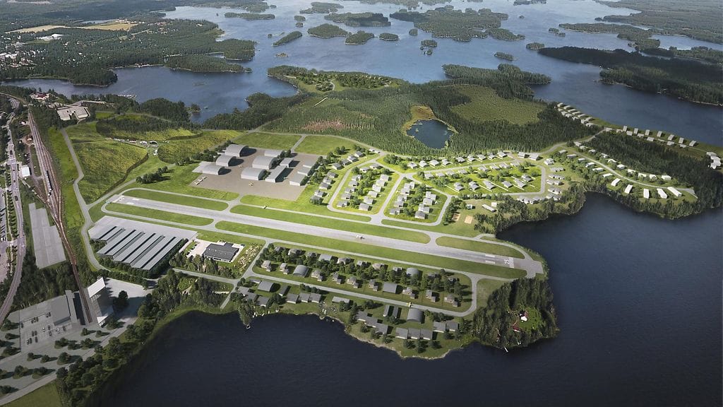 Havainnekuva Lakeside Airpark Finland hankkeesta 26. helmikuuta 2020.