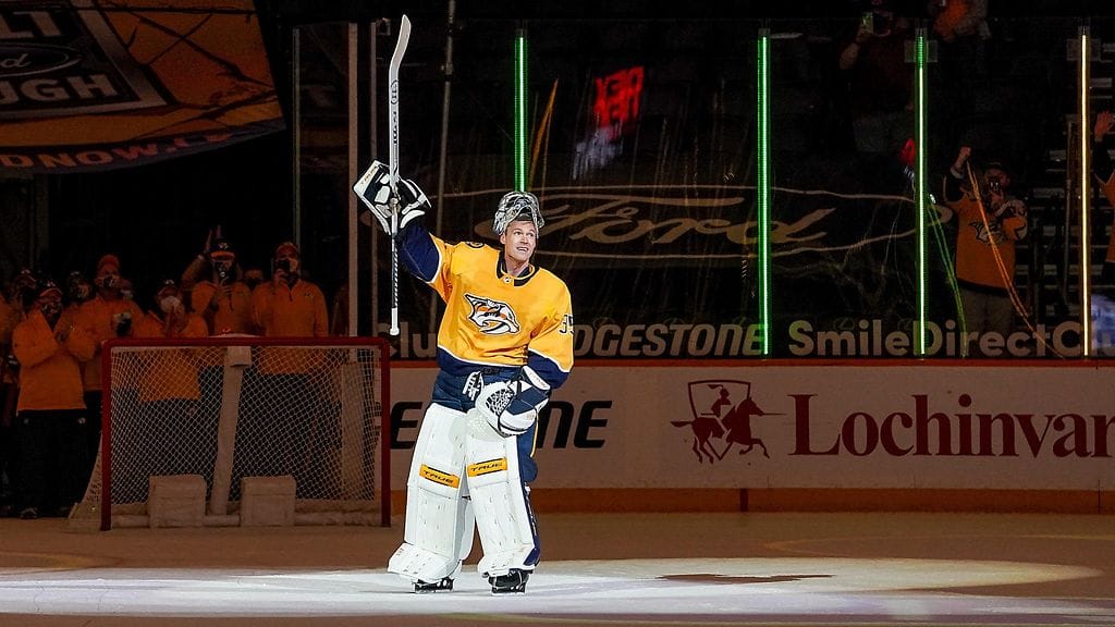 Pekka Rinne pelasi koko NHL-uransa Nashville Predatorsin paidassa.