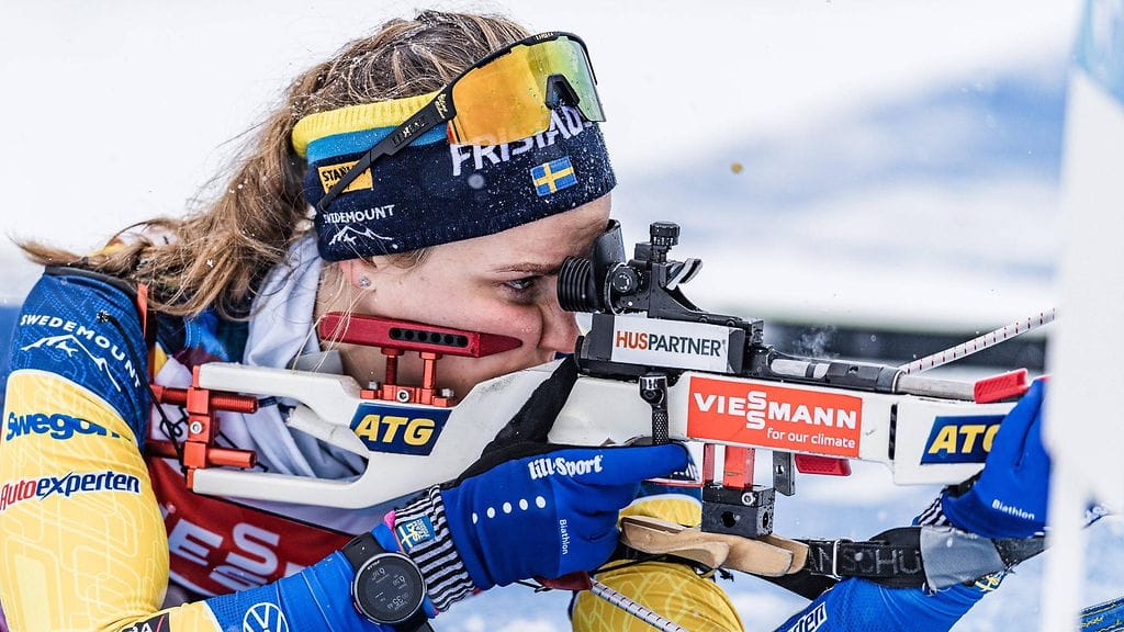 Ruotsin Stina Nilssonin sihti oli kohdillaan Ruhpoldingin viestissä.