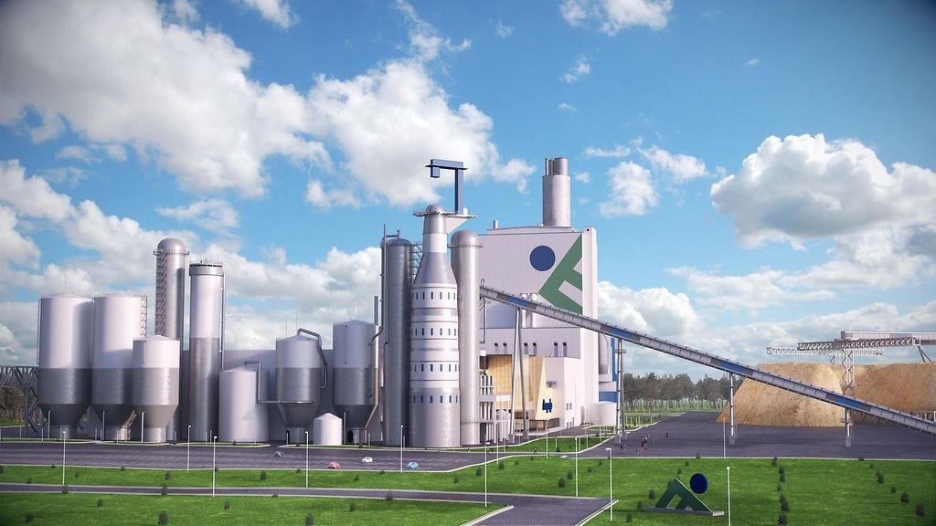 3D-kuva Kuopioon suunnitellusta Finnpulpin sellutehtaasta.