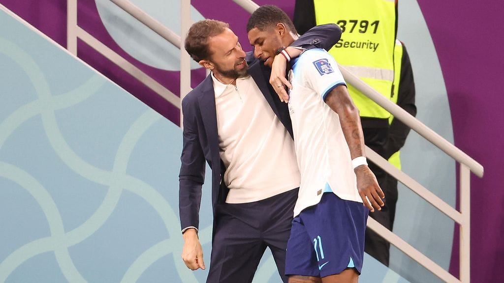 Marcus Rashford (oik.) pelasi huippuottelun. Tämän tunnusti myös päävalmentaja Gareth Southgate.