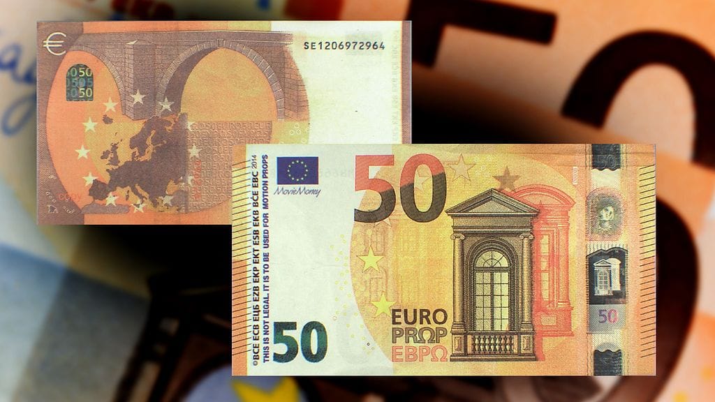 Keskusrikospoliisin takavarikoima väärennetty 50 euron seteli.