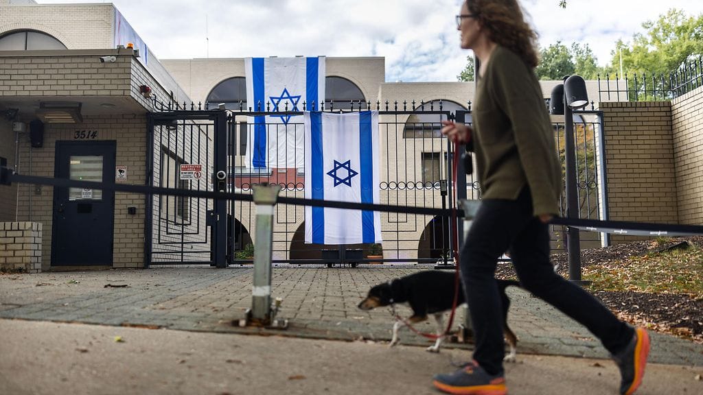 Israelin suurlähetystö Washingtonissa, Yhdysvalloissa lokakuussa 2023. Arkistokuva.