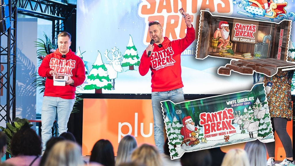Kotimaista Santa's Break -brändiä on plagioitu. Kuvassa oikealla yrityksen Miika Aalto ja vasemmalla Nicklas Ljungman.