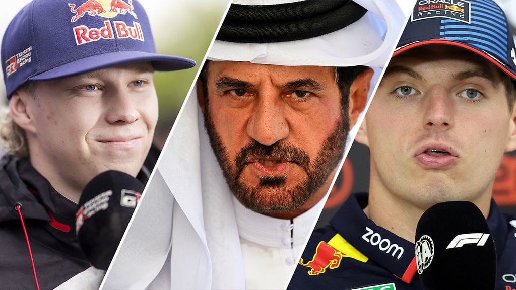 Kalle Rovanperä ja Max Verstappen ovat joutuneet Mohammed bin Sulayemin (kesk.) johtaman FIA:n suurennuslasin alle.