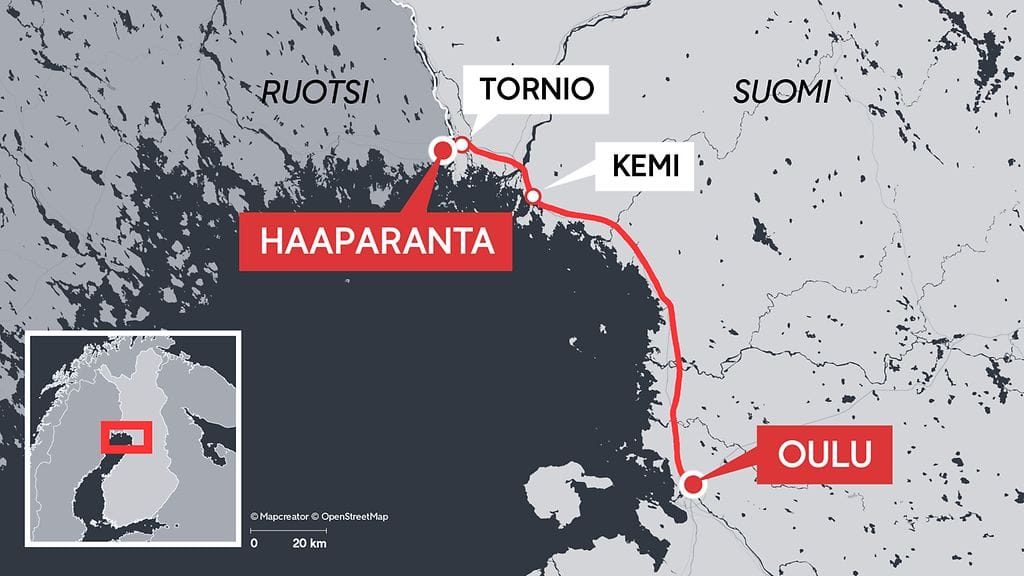 1008 junareitti Oulu Haaparanta kartta