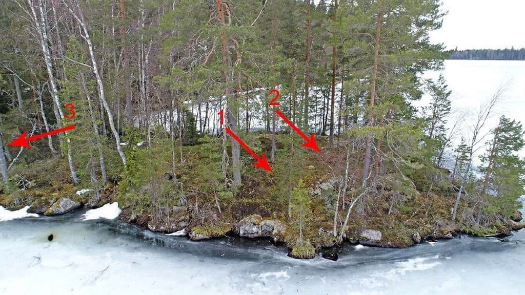 Saara Arvan löytöpaikka nuolilla merkittynä