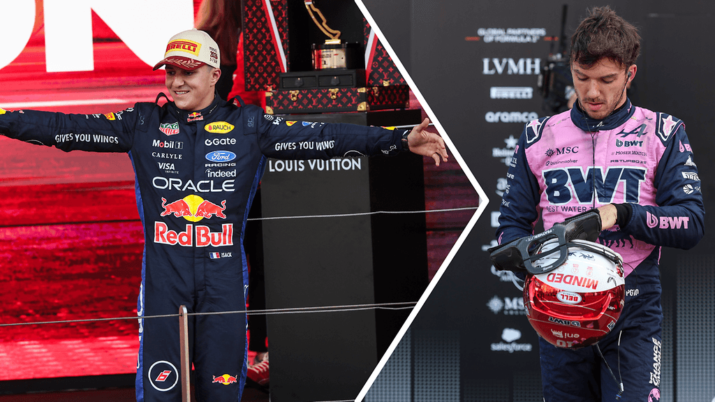 Isack Hadjar ja Pierre Gasly ovat vaihdelleet Monacon GP:n kolmospalkintoa keskenään. Pian selviää, kenen käsiin palkinto jää.