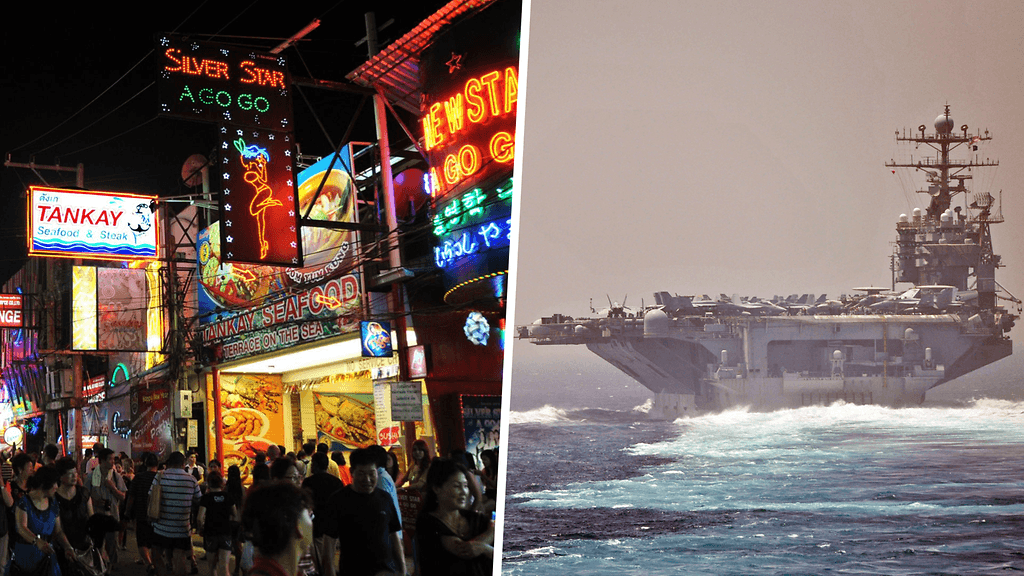 Pattaya tunnetaan vilkkaasta yöelämästään. Kuvassa Pattayan tunnettu Walking street.