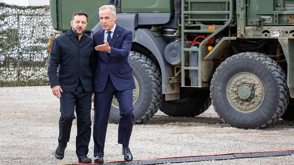 Ukrainan presidentti Volodymyr Zelenskyi ja Kanadan pääministeri Mark Carney Calgaryssa 10. syyskuuta 2026.